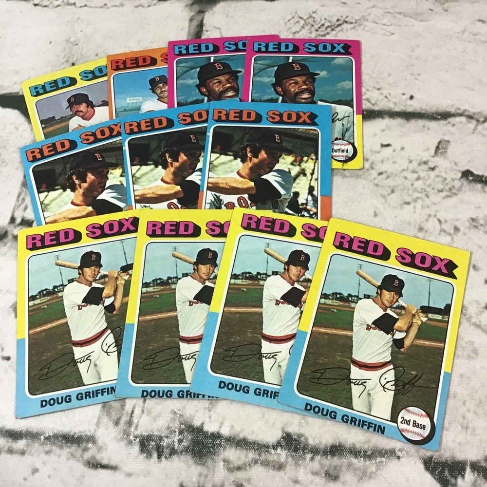 Vintage 1975‎ Topps Baseball Cards Red Sox Gray Back Lot Of 11 With Duplicates